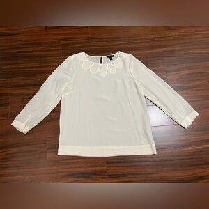 J. Crew women’s 8 100% silk blouse, scalloped neckline, cream